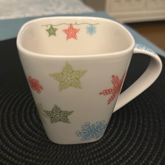 Starbucks 2005 Christmas Stars & Snowflakes Square Mug - Picture 1 of 5